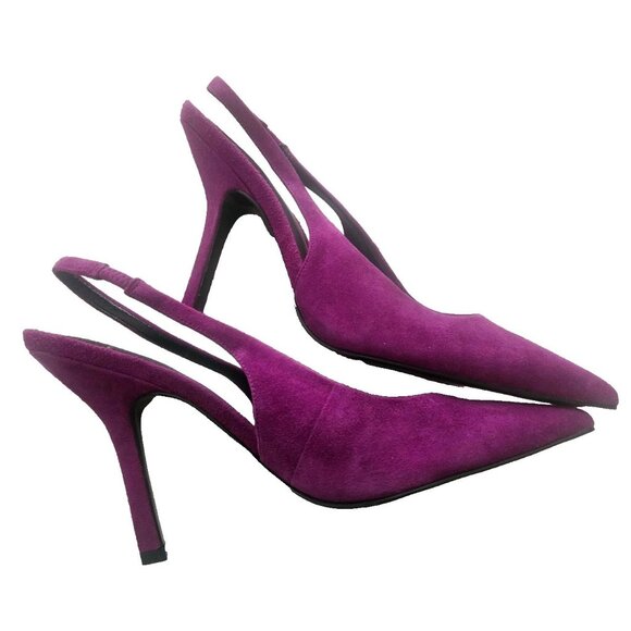 Marc Fisher Women's Emalyn Slingback Pointed Toe Pumps Magenta Suede Size 7.5 M